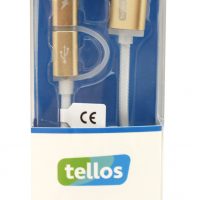 USB kabelis Tellos TPE 2in1 microUSB-Lightning auksinis, 1.2m