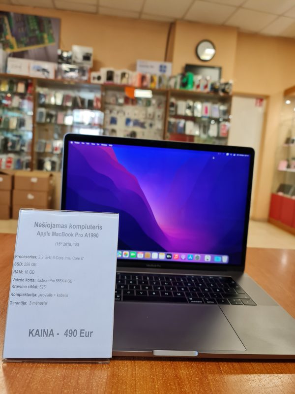 Apple MacBook Pro 15” 2018, TB, Core i7, 16 GB RAM, 256 GB SSD