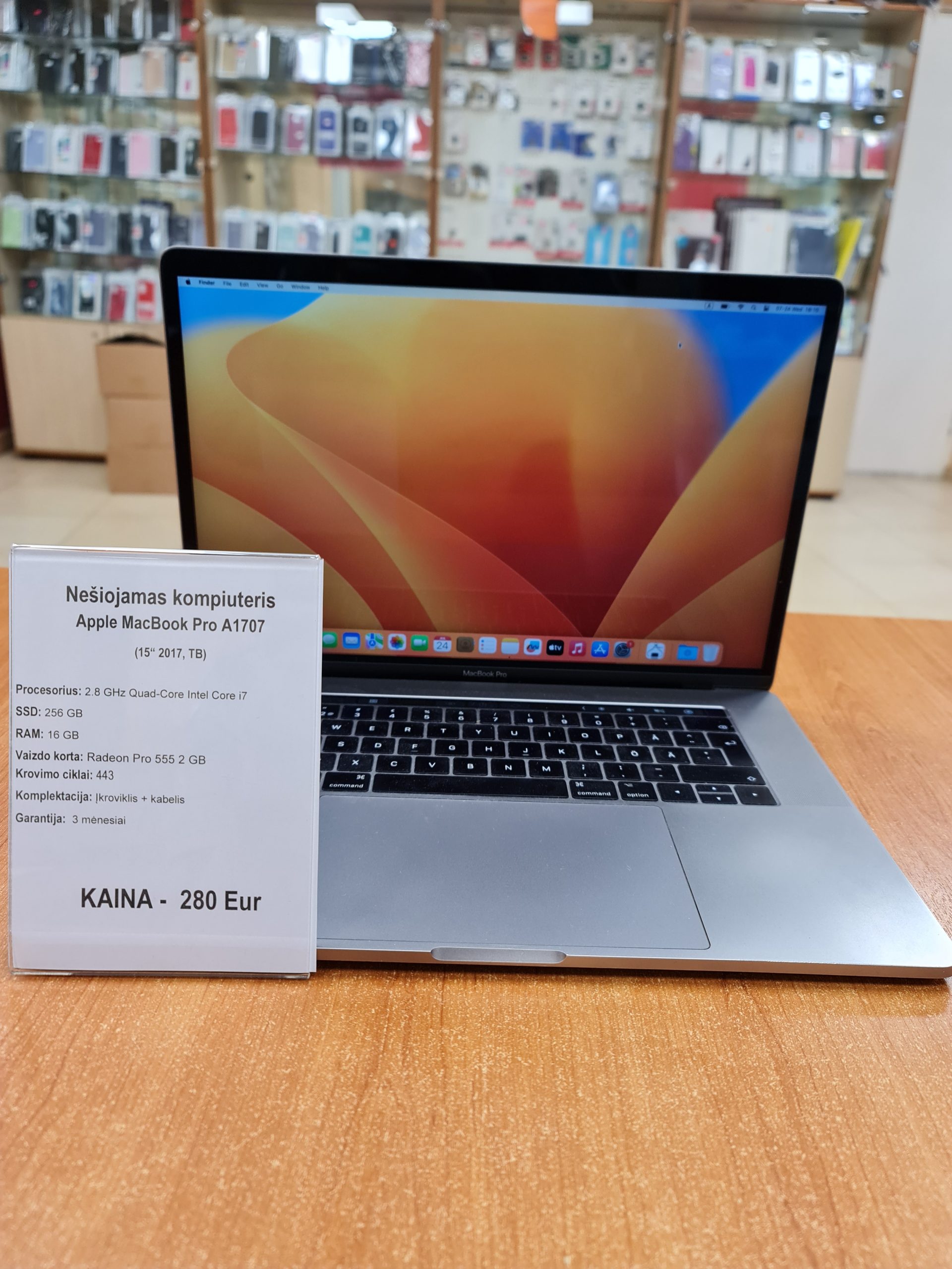 Apple MacBook Pro 13” 2017, 2 TBT3, Core i5, 8 GB RAM, 128 GB SSD, Cycle 2  (Naudotas) - Mobas.lt