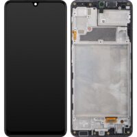 Ekranas Samsung A225 A22 4G su lietimui jautriu stikliuku ir rėmeliu originalus Black (service pack)