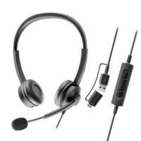 Ausinės su mikrofonu Axtel FLOW UC stereo USB-A/C juodos