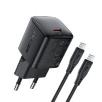 Įkroviklis Acefast A118 30W GaN USB-C + USB-C to USB-C cable 1.2m juodas