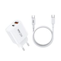 Įkroviklis Remax RP-U120 20W USB-C/USB-A + USB-C to USB-C cable 1.0m baltas