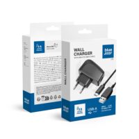 Įkroviklis Blue Star Lite 10W USB-A + USB-A to USB-C cable juodas