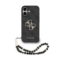 Dėklas Guess PU 4G Metal Logo Strap Apple iPhone 17 juodas