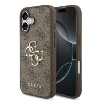 Dėklas Guess PU 4G Metal Logo Apple iPhone 17 rudas