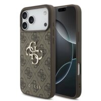 Dėklas Guess PU 4G Metal Logo Apple iPhone 17 Pro Max rudas