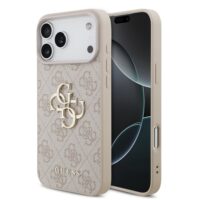 Dėklas Guess PU 4G Metal Logo Apple iPhone 17 Pro Max rožinis