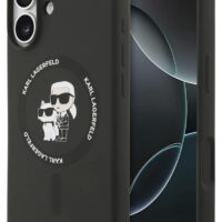 Dėklas Karl Lagerfeld Liquid Silicone Karl and Choupette MagSafe Apple iPhone 17 juodas