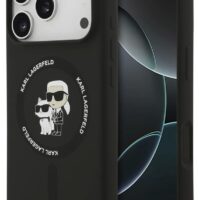 Dėklas Karl Lagerfeld Liquid Silicone Karl and Choupette MagSafe Apple iPhone 17 Pro juodas