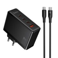 Įkroviklis Hoco N85 100W 3xUSB-C/USB-A + USB-C to USB-C 100W cable 2.0m juodas