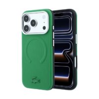 Dėklas Lacoste PVC Petit Pique Semi Wrap Embossed MagSafe Apple iPhone 18 Pro Max žalias