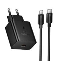 Įkroviklis Hoco N77 45W USB-C + USB-C to USB-C cable 1.0m juodas