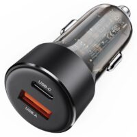 [Pažeista pakuotė] Automobilinis įkroviklis Acefast B12 60W USB-C/USB-A juodas